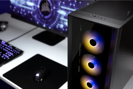 CORSAIR | iCUE 4000X RGB – Miditower - ATX - ingen strømforsyning - Sort - USB/Lyd