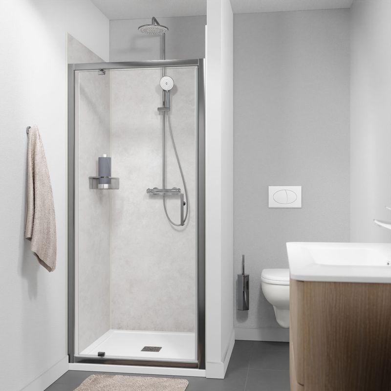 Linie - Cadiz - Douche Draaideur - Helder Glas - 90 cm x 190 cm - Geborsteld Chroom Profiel