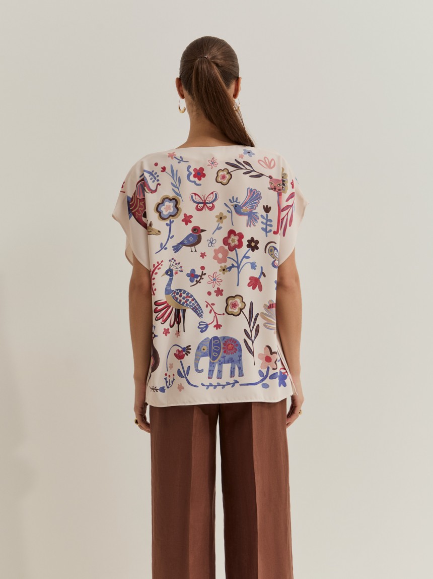 Blusa poncho com estampado