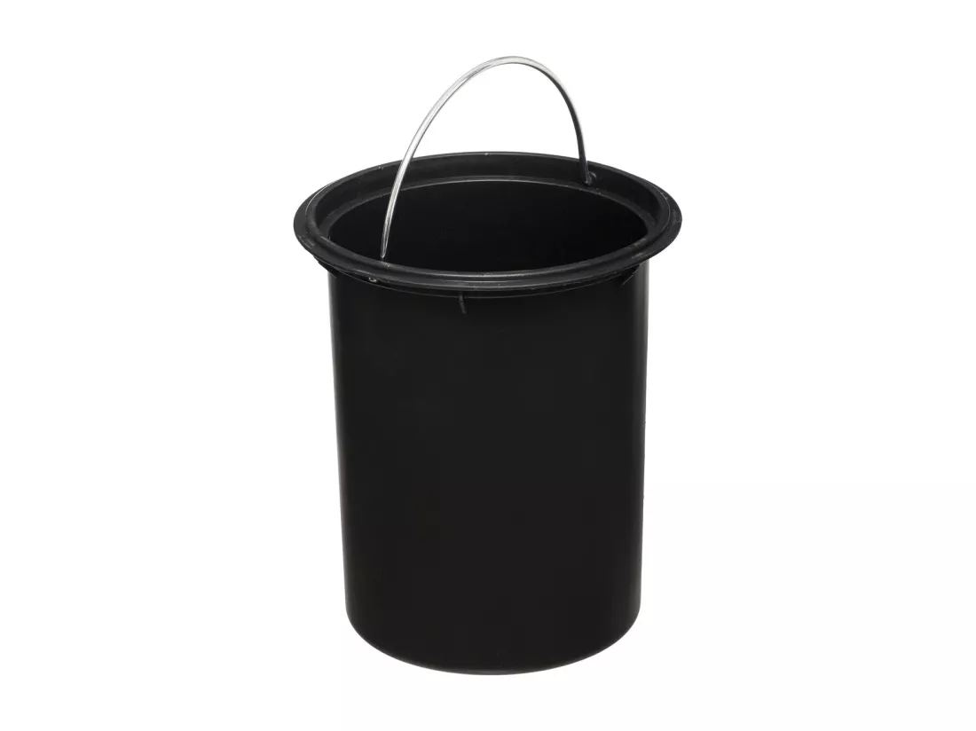 Poubelle de salle de bain en métal Noir charbon et couvercle en Bambou 3 L