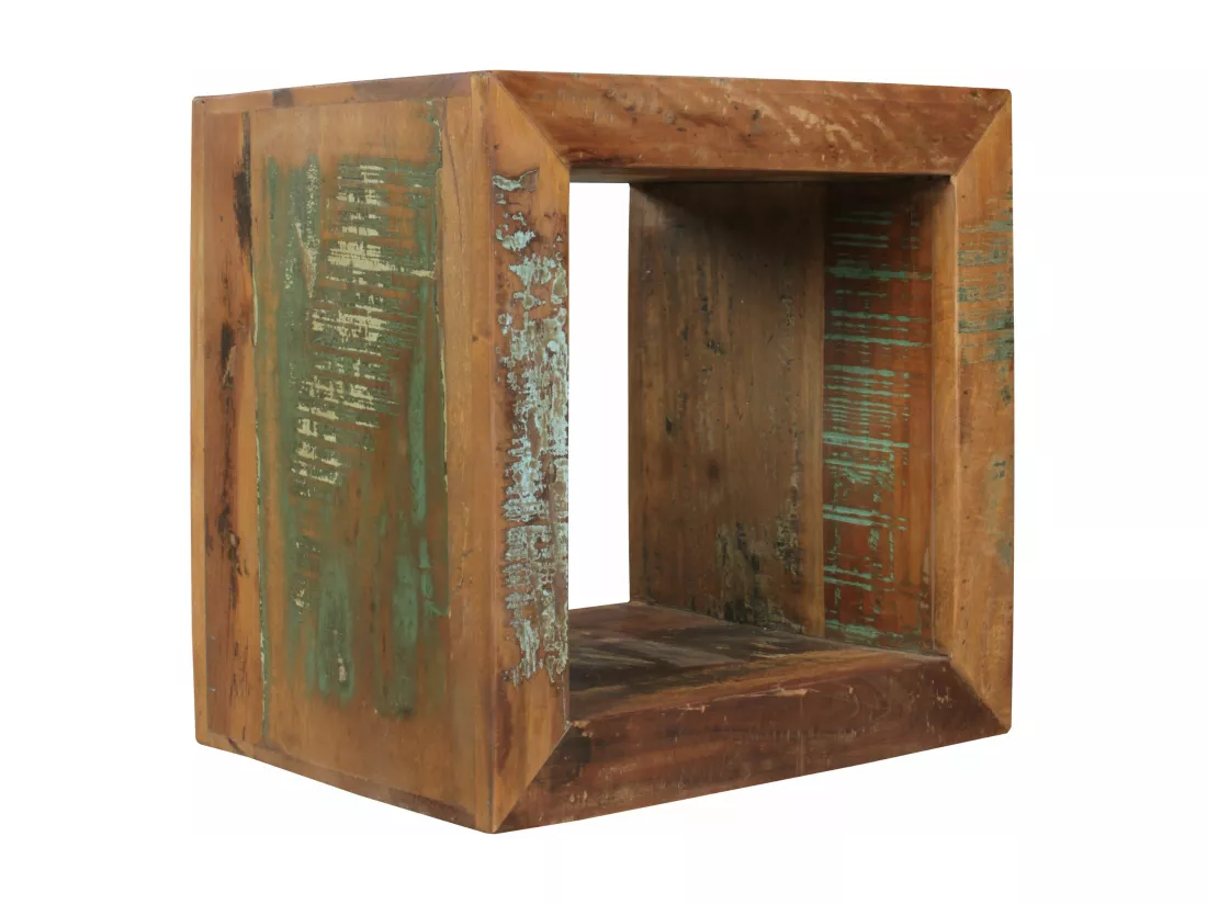Étagère Debout Bois Massif 45x45x35cm Étagère Cube Table d'appoint Carré