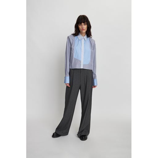 Stella Nova Stribet Cropped Skjorte, Blue Stripes, 42