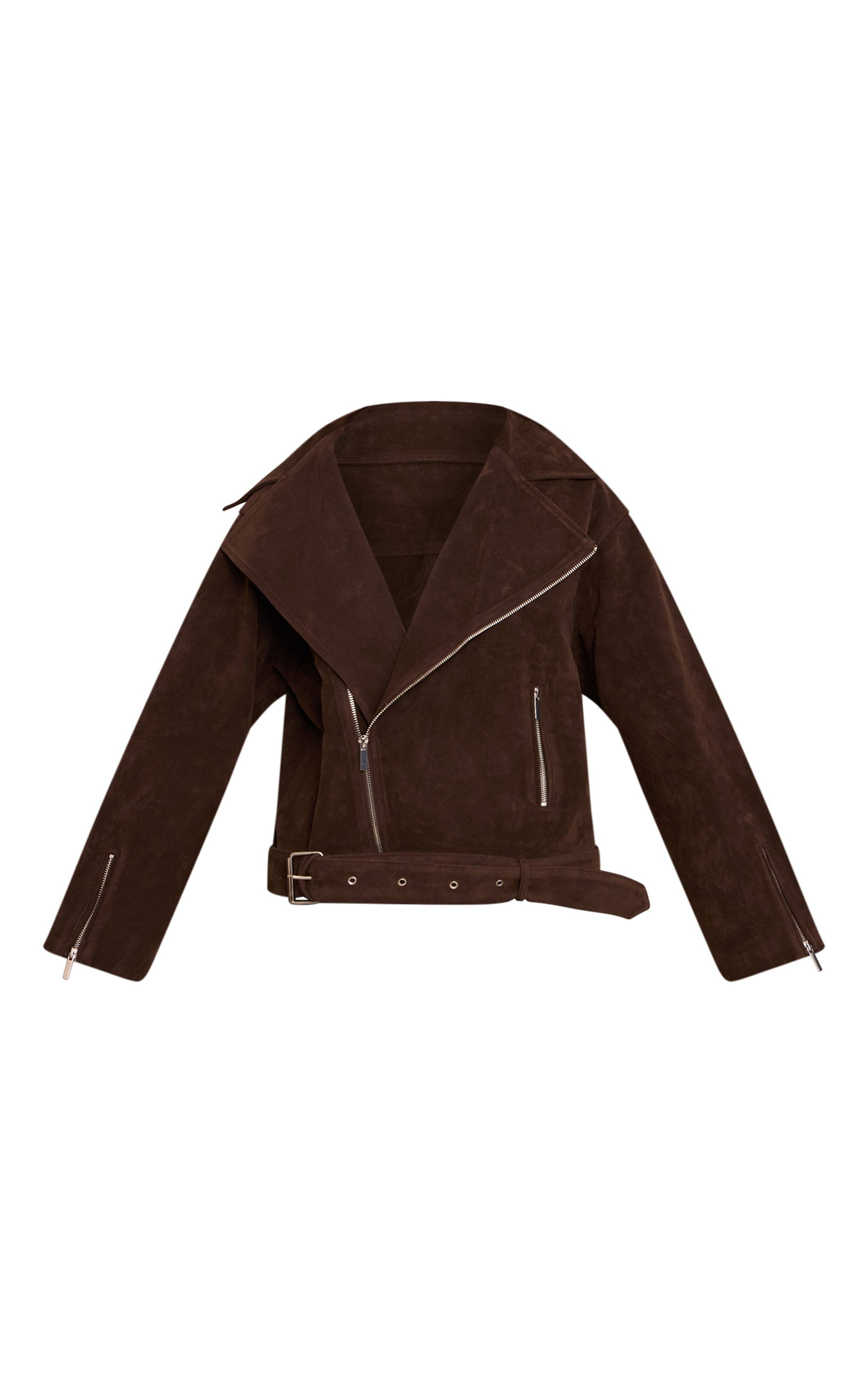 Dark Chocolate Veste De Motard Oversize En Synthétique