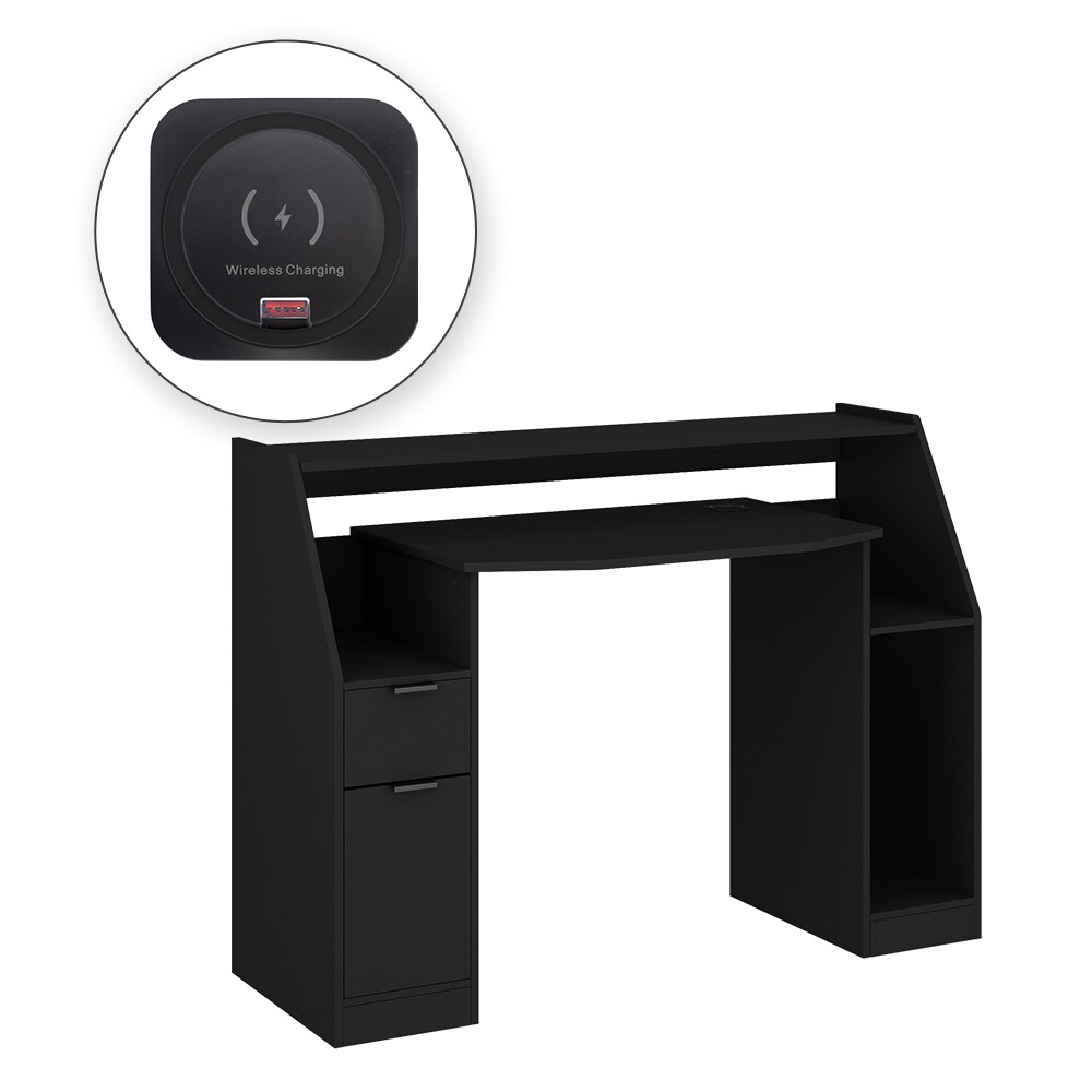 Vicco Gamingtisch Tails 123 x 55 cm Schwarz mit LED & QI Computertisch