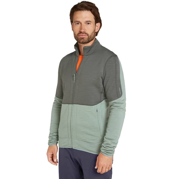 Veste polaire randonnée ICEBREAKER M 400 REALFLEECE DESCENDER LS ZIP GALAXY/MOSS/CB