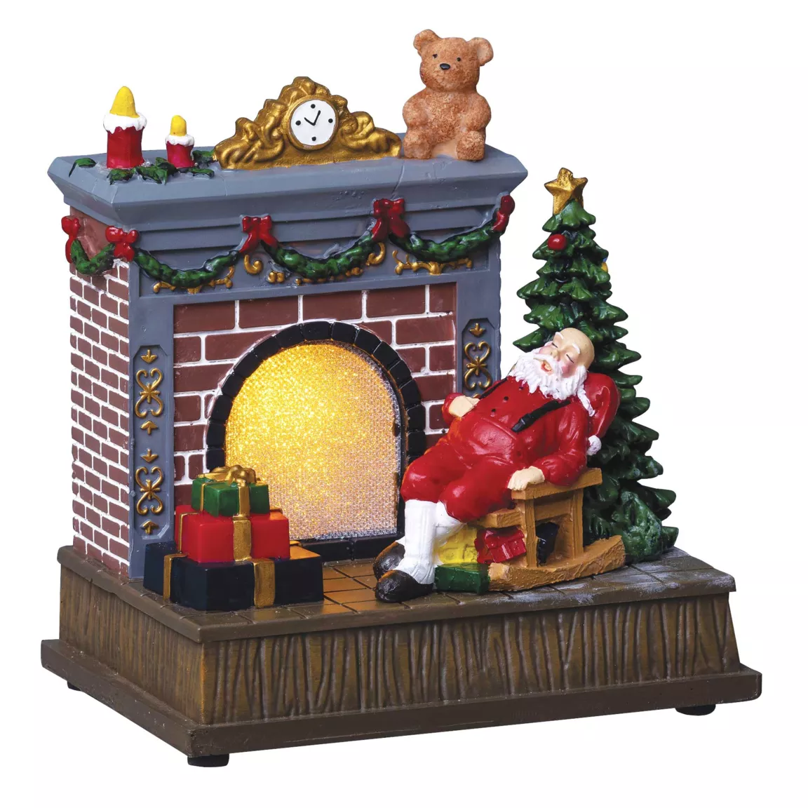 Scène de vie illuminée Cheminée du Père-Noël