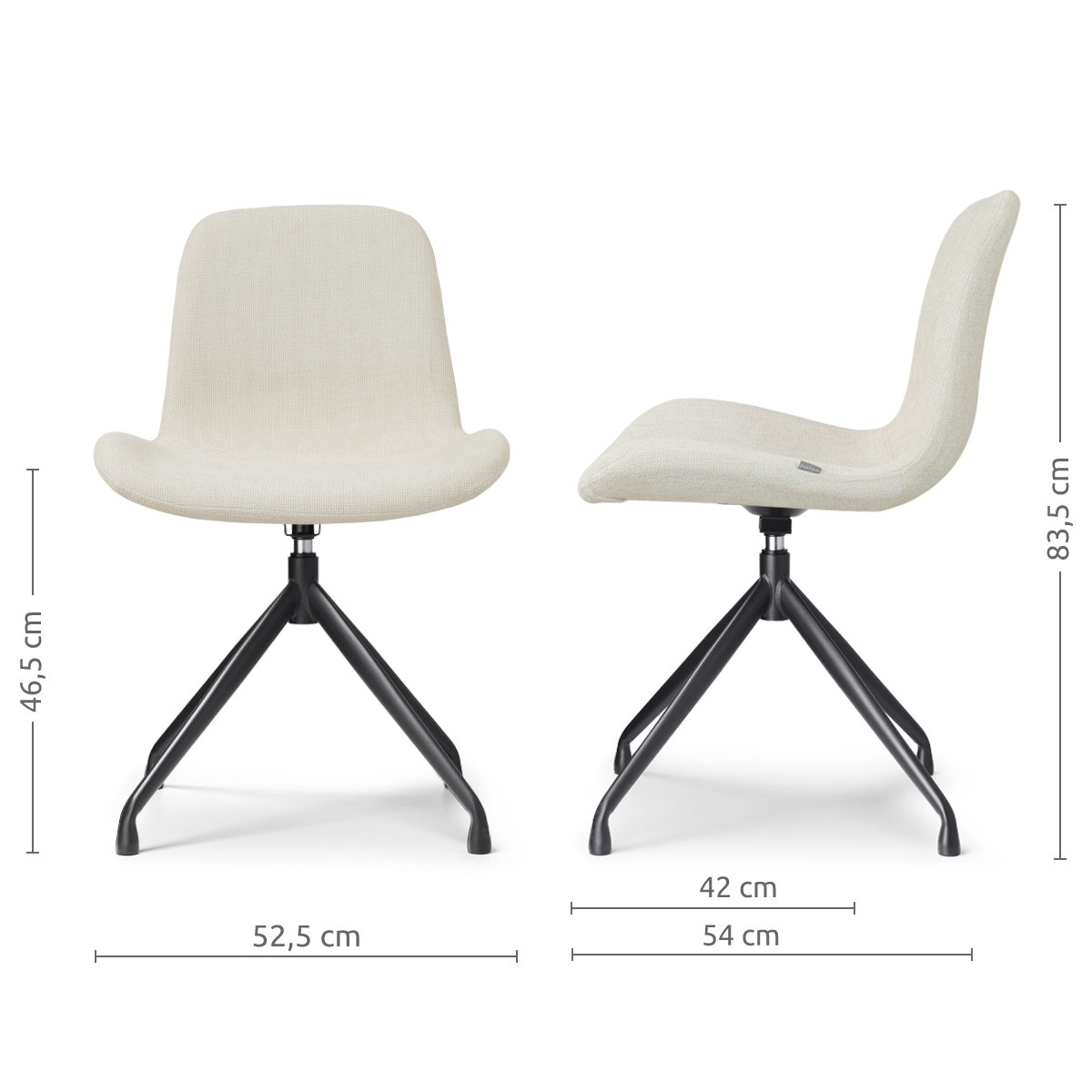 Eetkamerstoel Nola-Fé zwart onderstel cottonbeige
