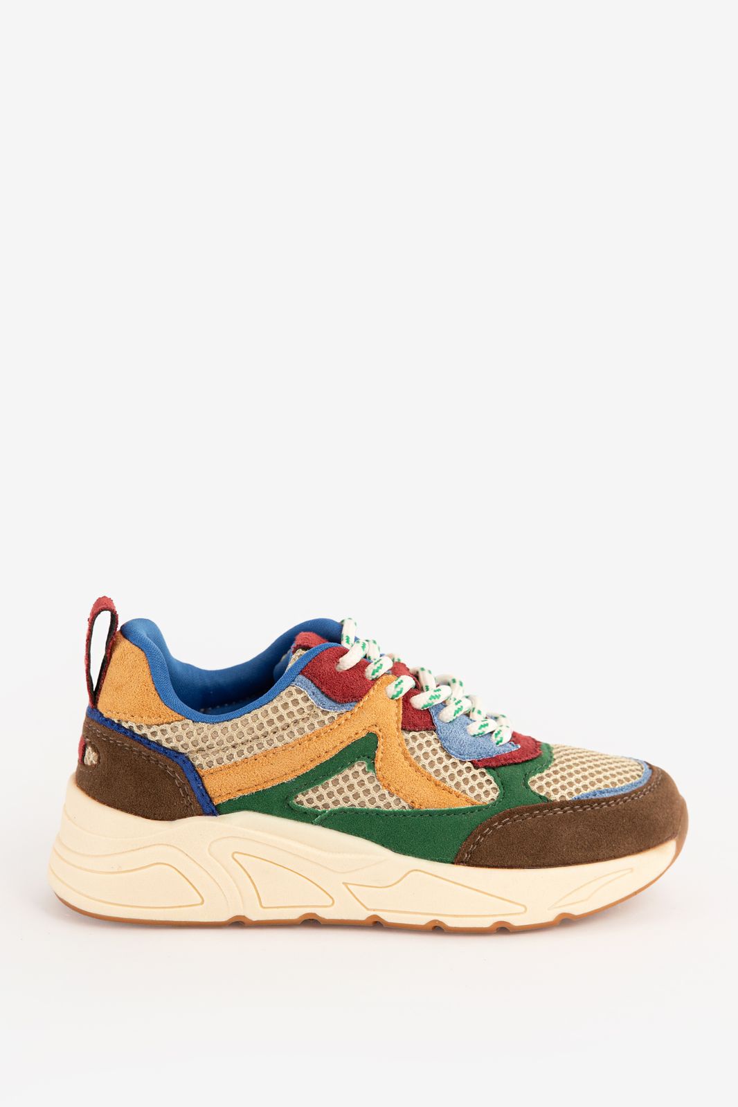 Multicolour sneakers met bruine details