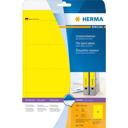 HERMA Ordneretiketten, gelb, 192 x 61mm, 80 Stück