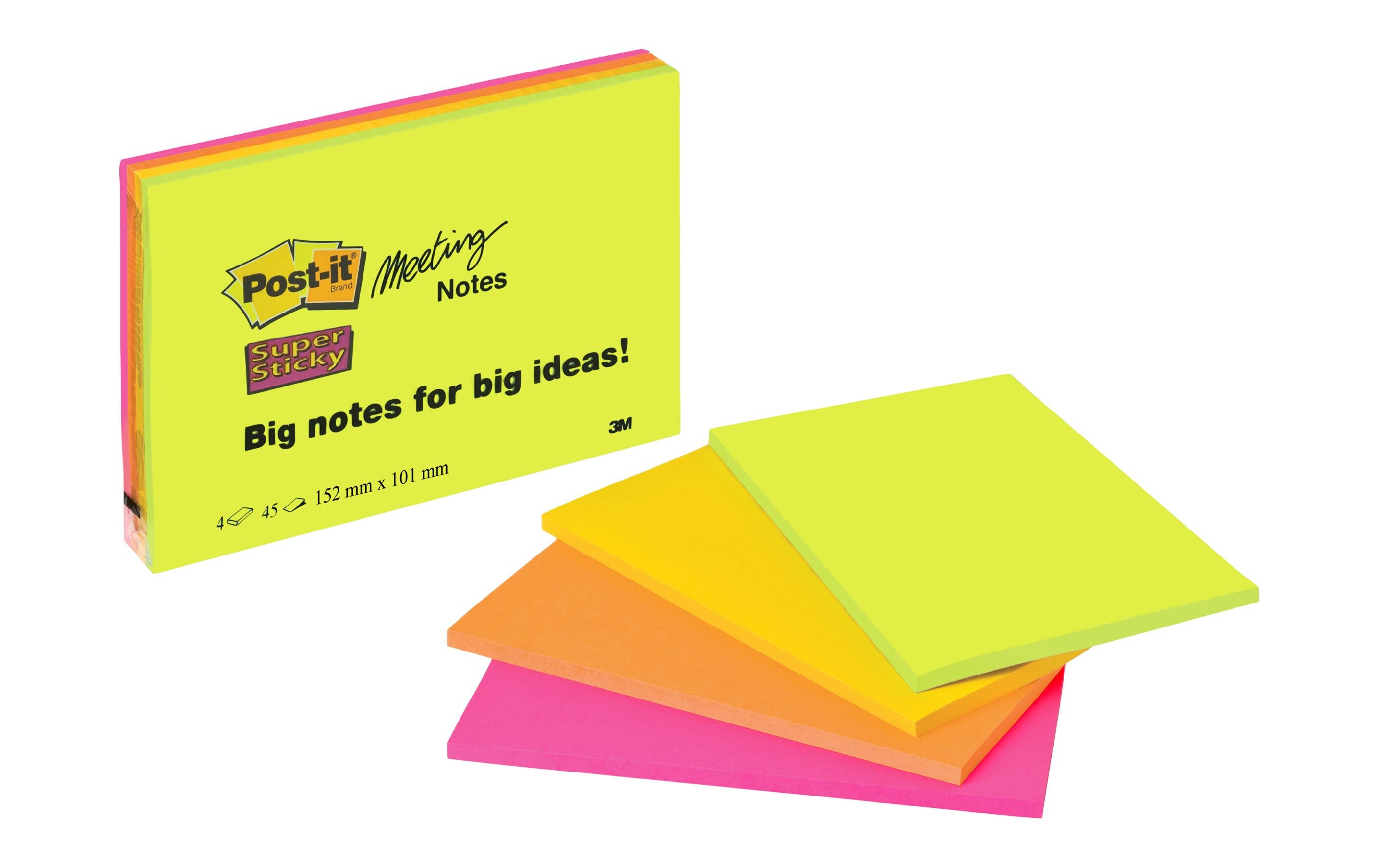 Notizzettel Post-it Super Sticky 15.2 x 10.1 cm 4 BlöckeVier Blöcke à 45 Blatt