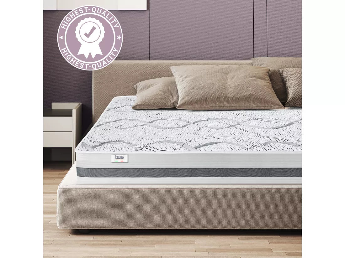 Matelas Double 160x200 à mémoire de forme | Premium Quality | Hauteur 25 cm | Made in Italy