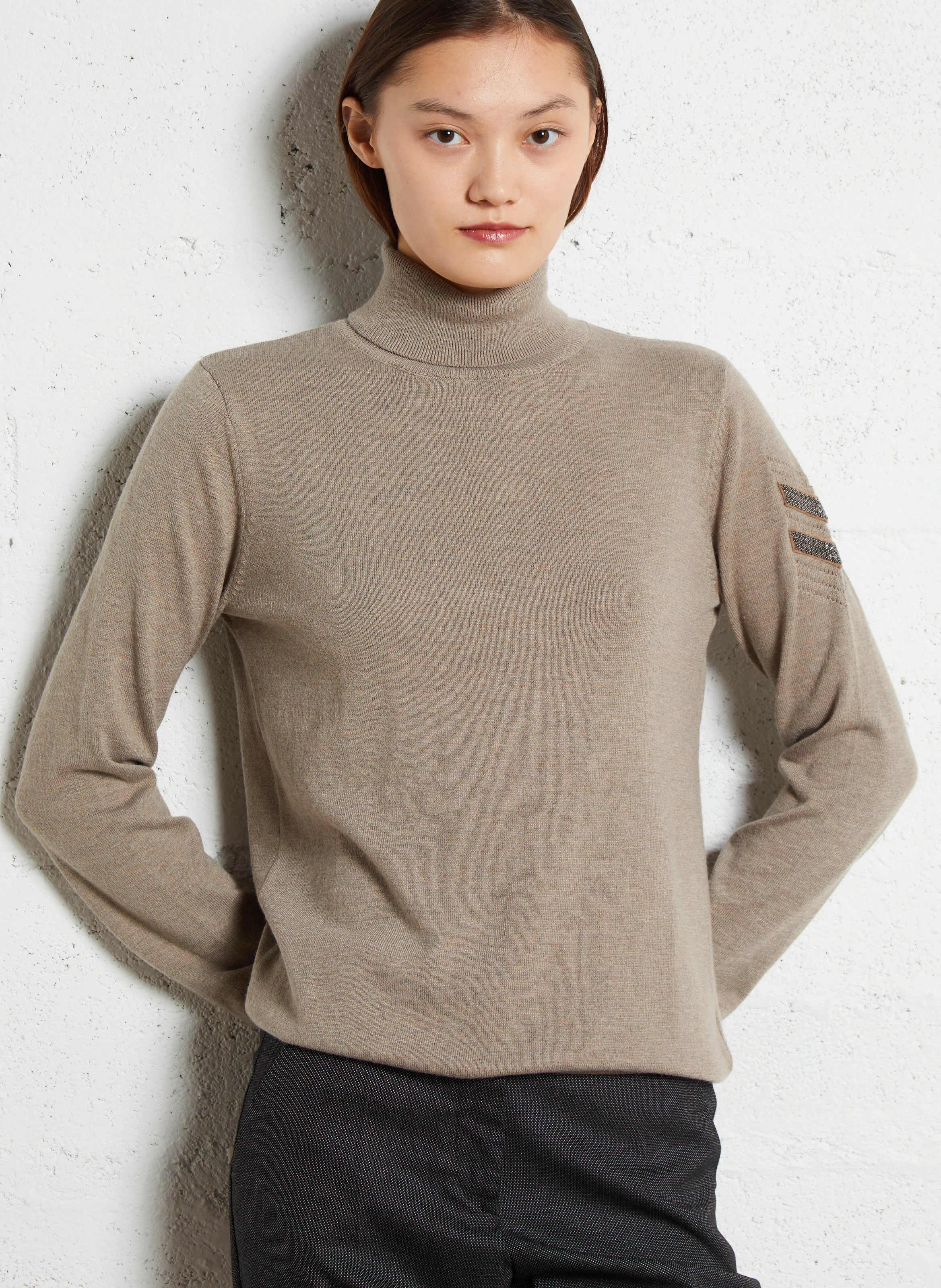 Col roulé| Beige