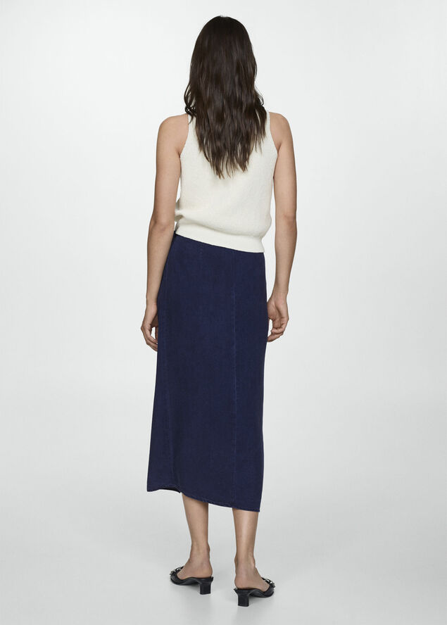 MANGO Lyocell sarong skirt Open blue