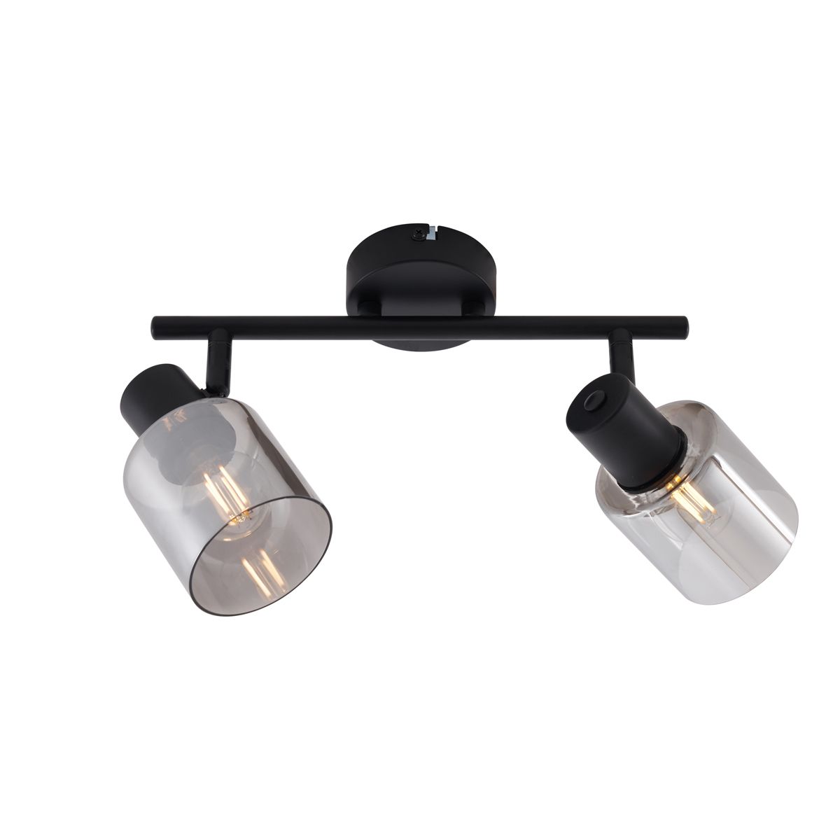 Moderne plafondlamp zwart met smoke glas rond 2-lichts - Cilin