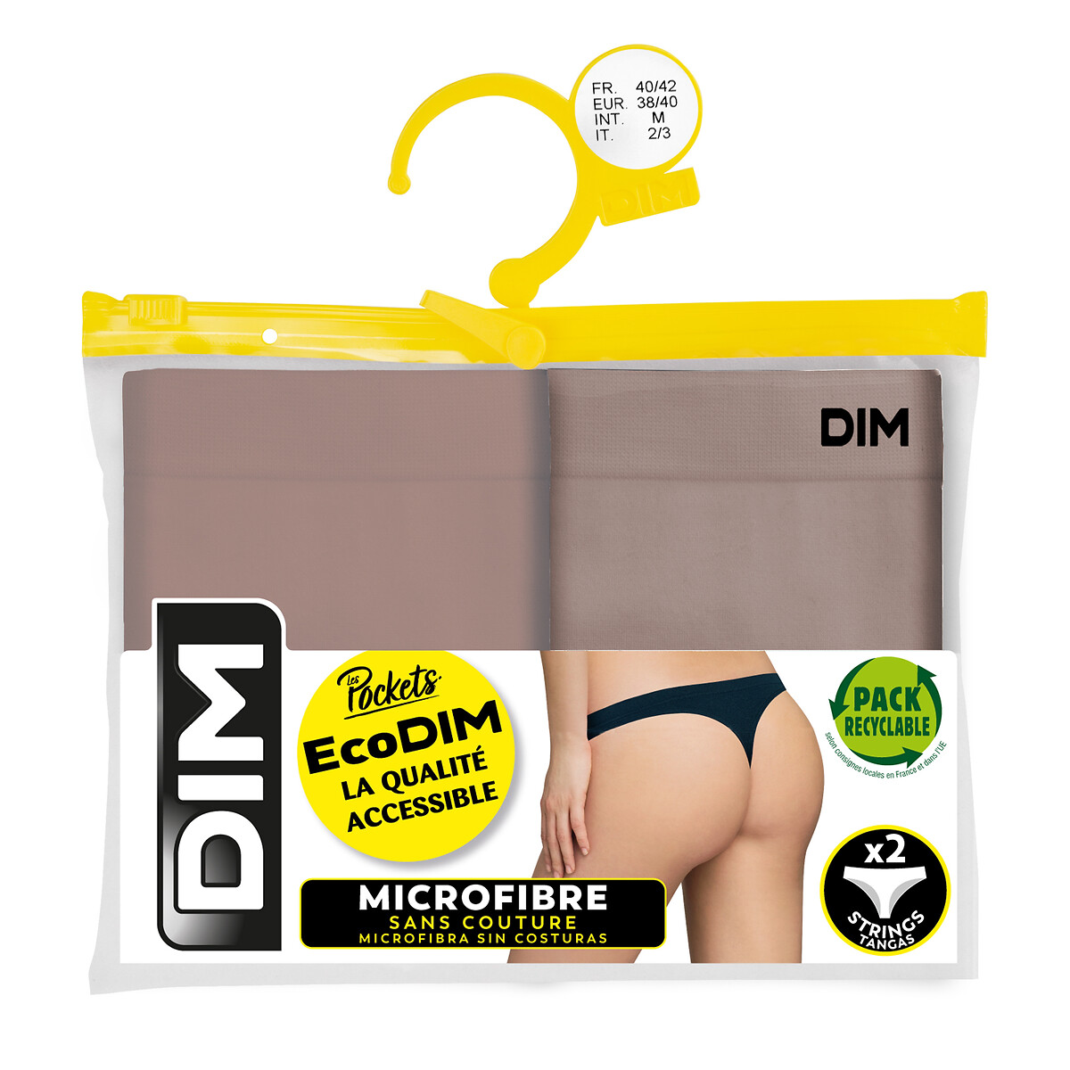 DIM<br>Conjunto de 2 cordas sem costura, Les Pockets