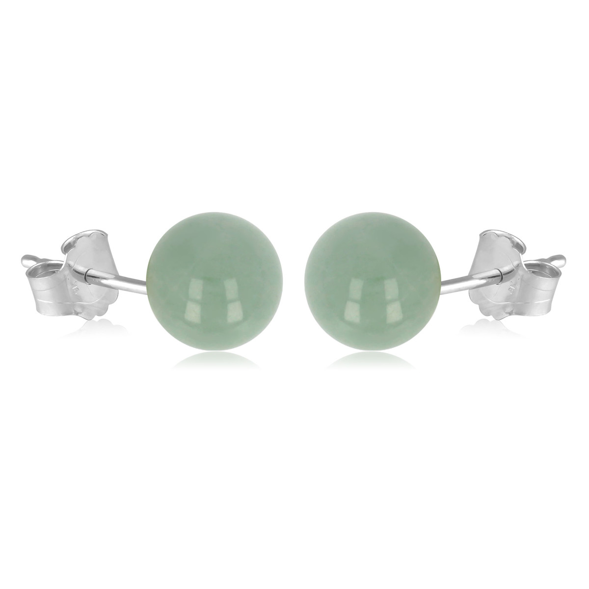 Boucles d'oreille argent rhodié boule aventurine 10MM