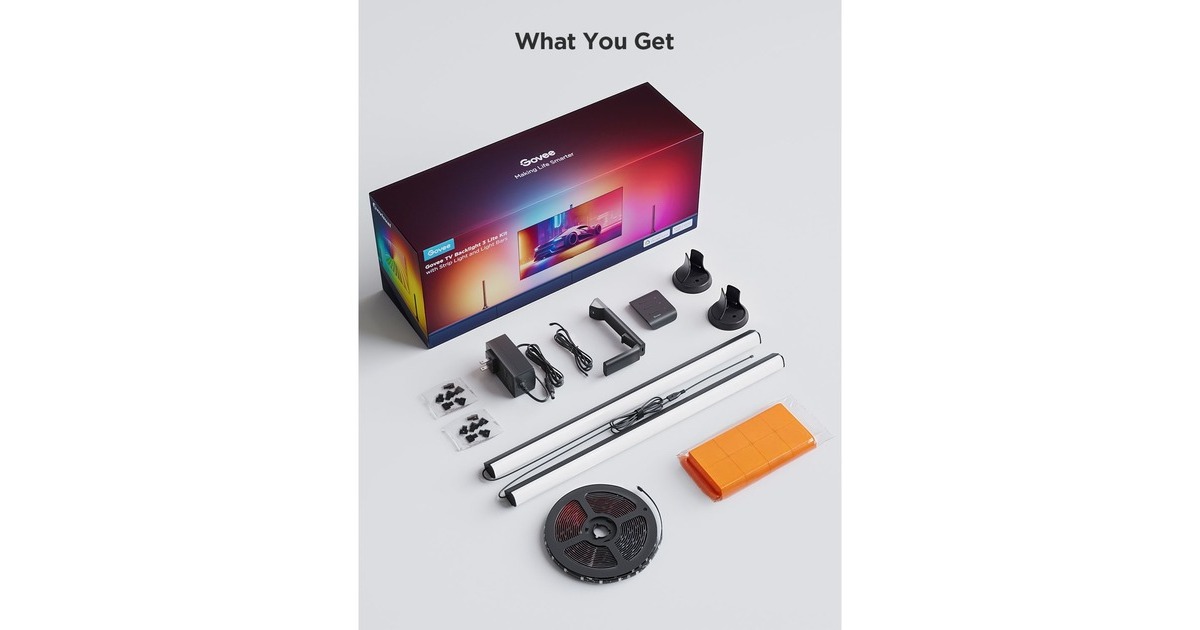 GoveeTV Backlight 3 Lite Kit with Strip Ligth and Ligth Bars verlichting  (2,4GHz wifi, Bluetooth, voor 55 - 65 inch tv's)