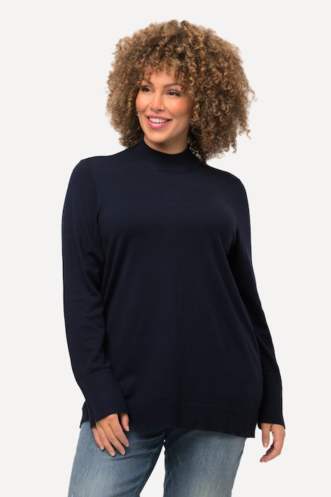Pullover, Stehkragen, Langarm, Rippbündchen