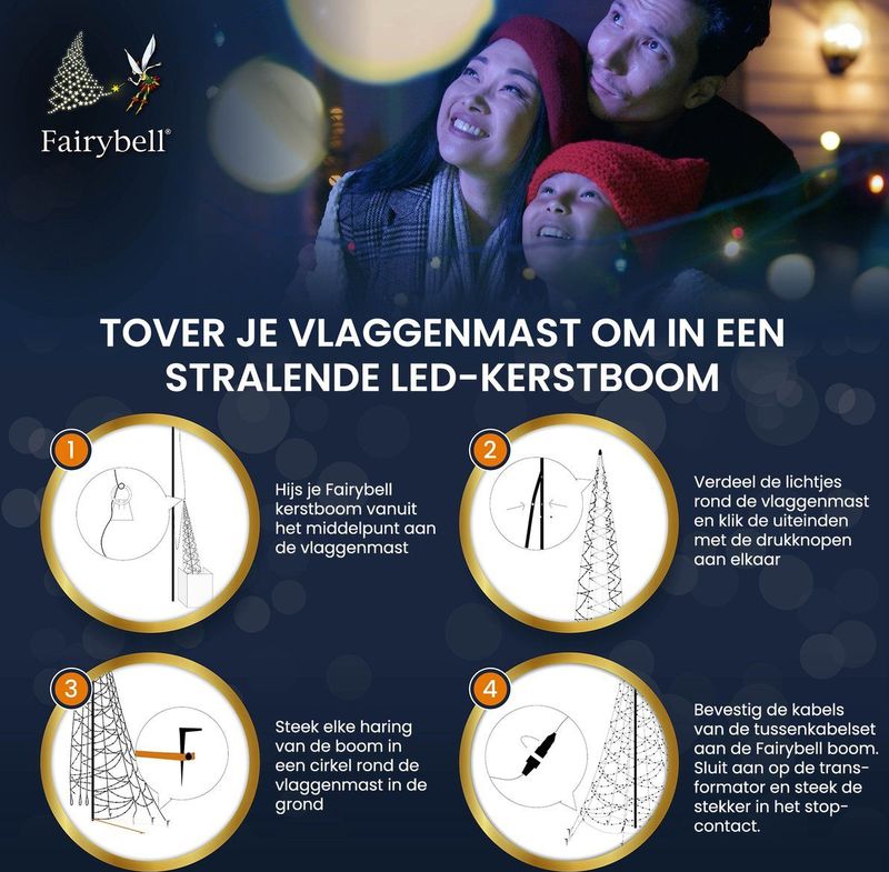 Fairybell® - LED Kerstboom - 8 Meter - Warm Wit of Multi Colour