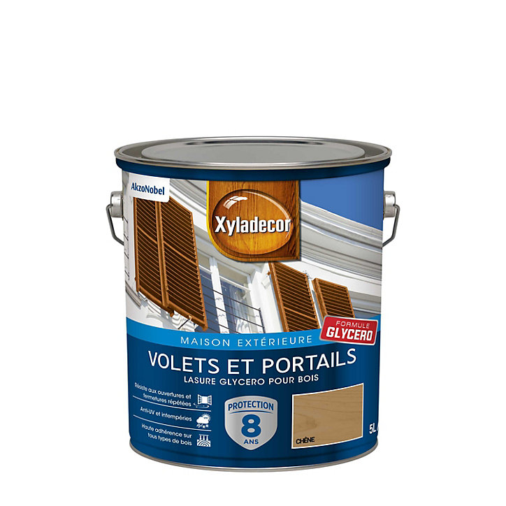 Lasure extérieure protectrice glycéro volets et portails Xyladecor satin 5L chêne
