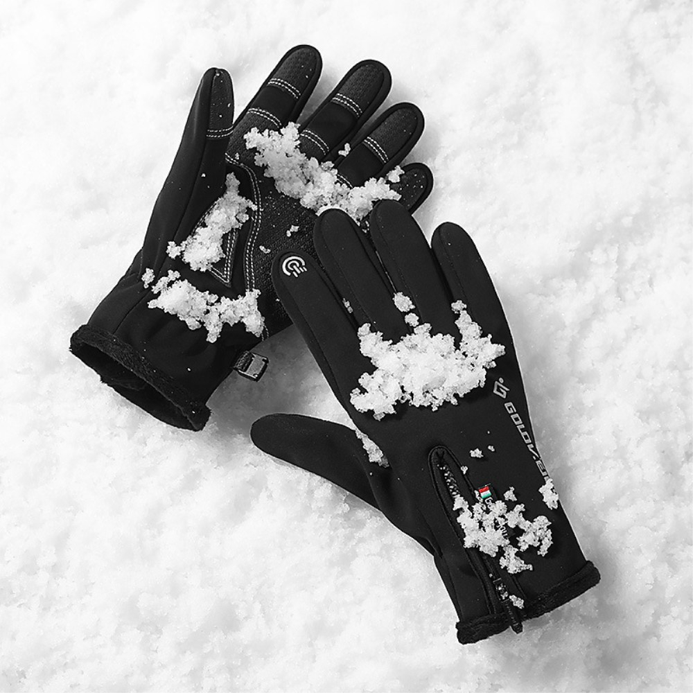 (1 Paar) Gr. L Wetterfeste Outdoor Winter Touch Handschuhe - Schwarz