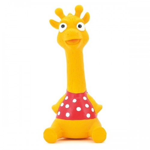 Brinquedo de girafa para cachorro em látex amarelo