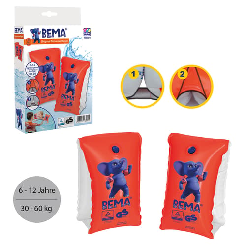 BEMA Schwimmflügel Größe 1 für 6-12 Jahre 30-60kg  15x20,5cm 2 Stück
