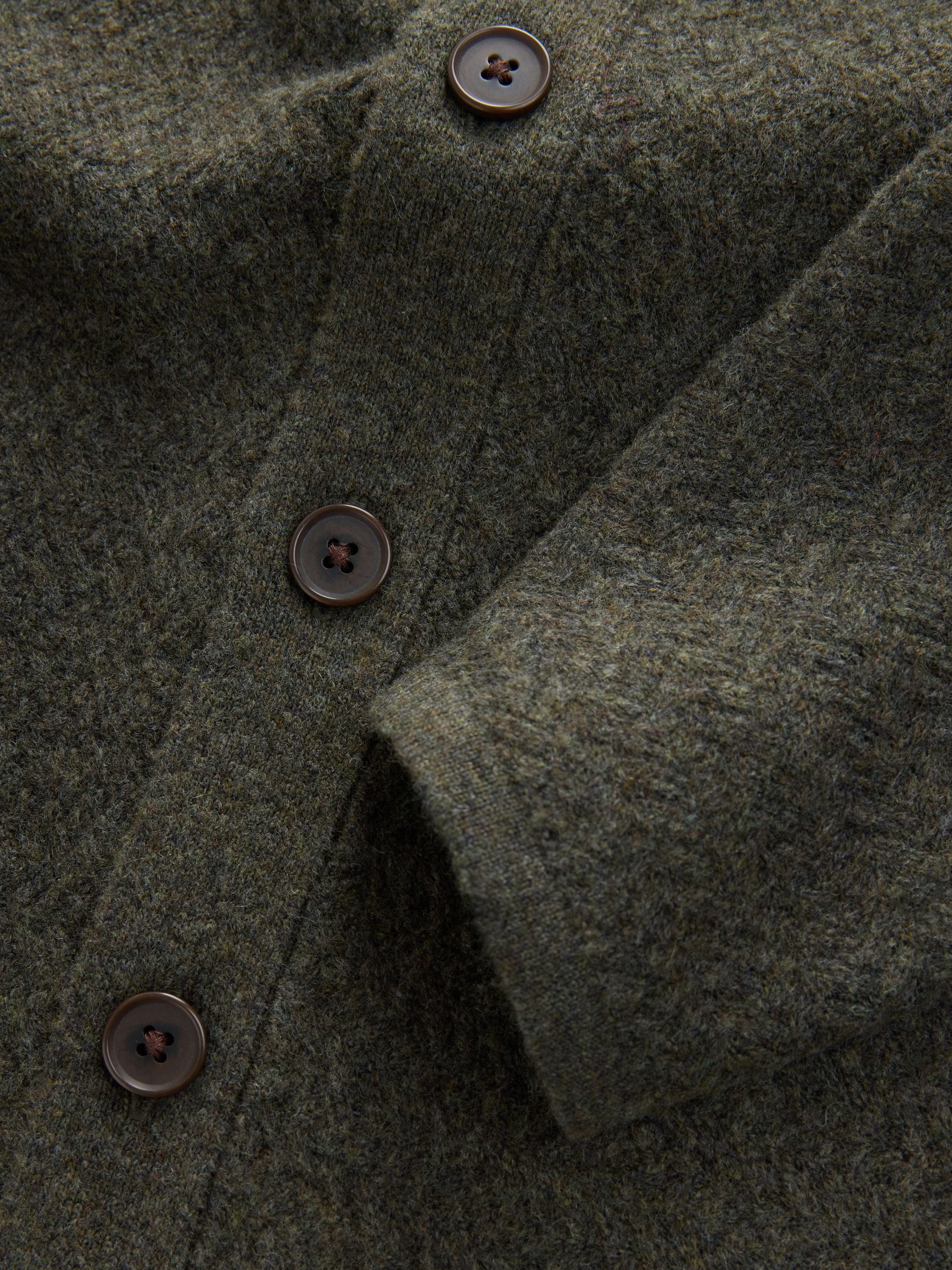 Groen - Regular Fit Textured Collared Cardigan with Wool