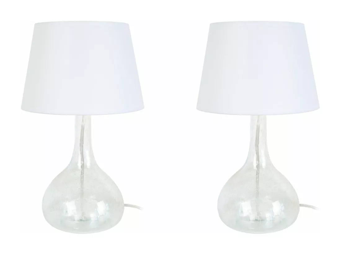Pair de Lampes de chevet bouteille verre transparent 34 cm.