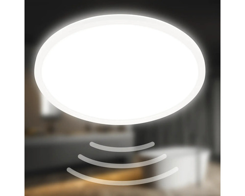 LED Sensor Plafondlamp IP44 22W 3000 lm 4000 K HxØ 3x42 cm Slank Wit + Achtergrondverlichting