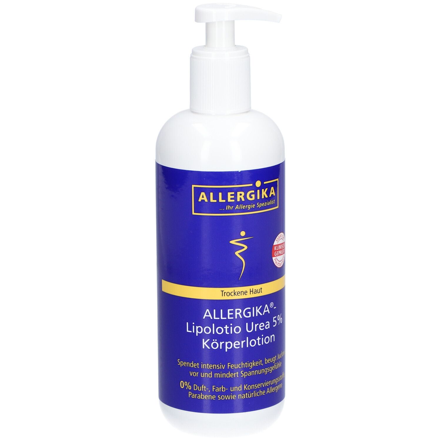 ALLERGIKA® Lipolotio Urea 5% - Dermatologische Urea-Körperlotion - feuchtigkeitsspendend, reichhaltig, geruchsneutral. Für trockene, raue Haut, ideal auch bei Diabetes. Stärkt die Hautbarriere.