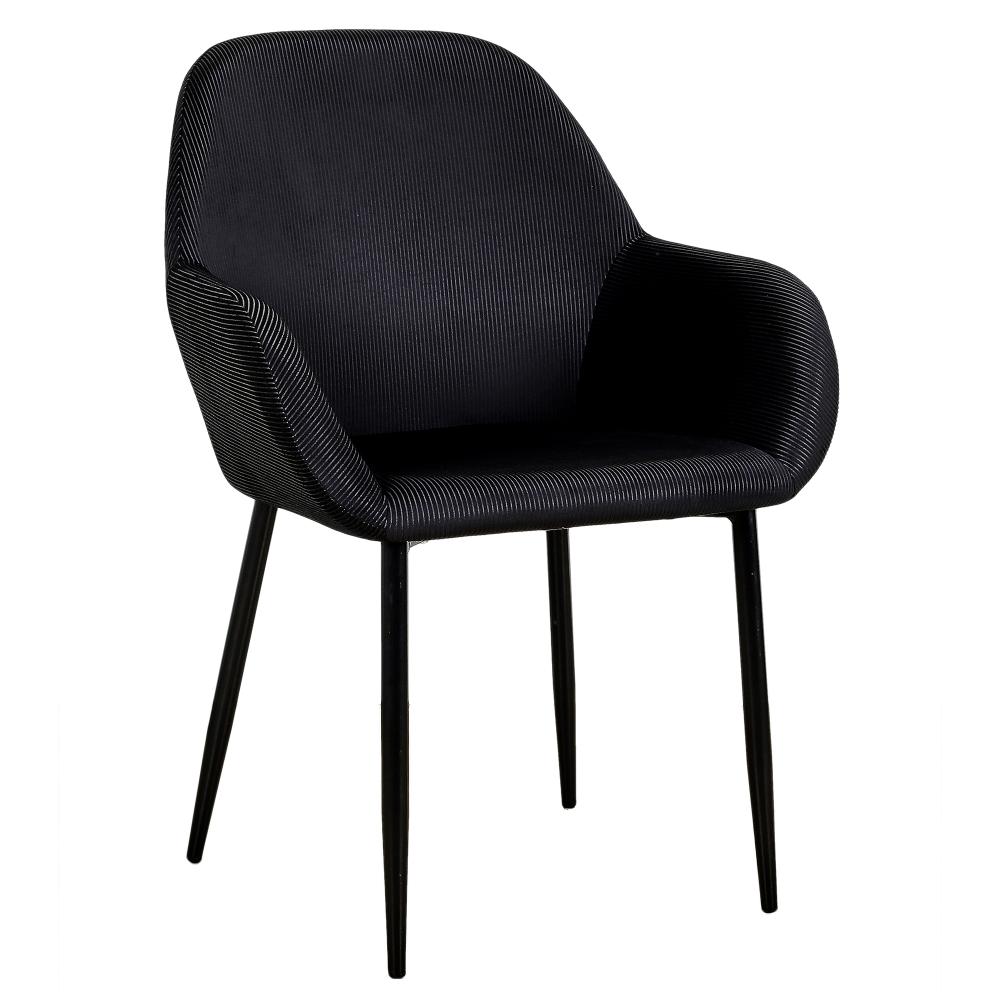 FAUTEUIL GIULIA NOIR VELOURS COTELE
