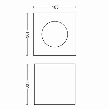 Philips opbouwspot Box zwart - Incl 1X LED 4,5W WarmGlow dimbaar