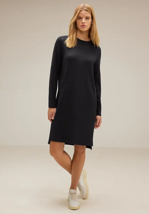Sweatkleid mit Tapedetails - Black