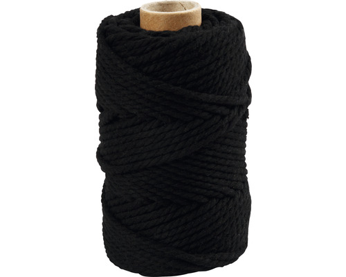 Macramé garen 4 mm, zwart, drielaags
