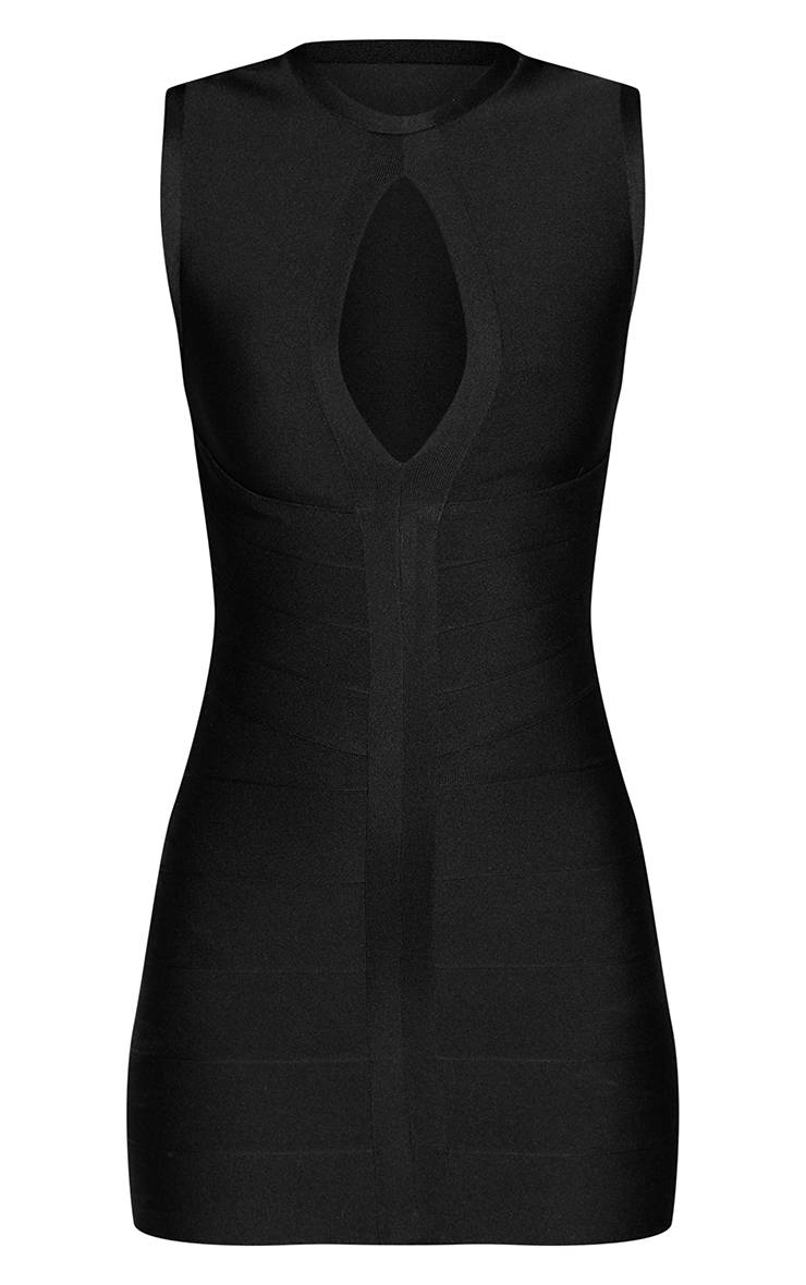Noir Robe Mini Moulante Sans Manches À Découpe Goutte D'eau En Bandage