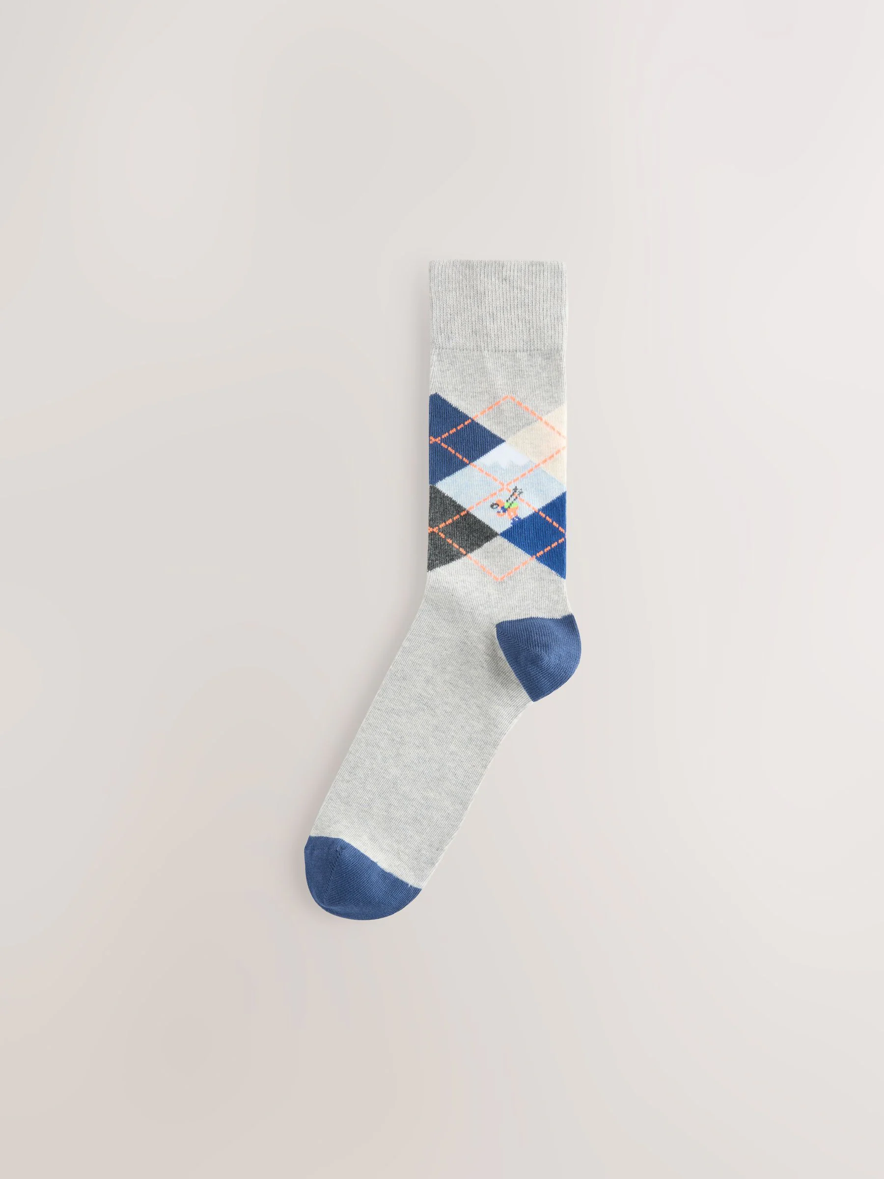 Grijs/blauw Scenic ski - Set van 2 sokken met patroon