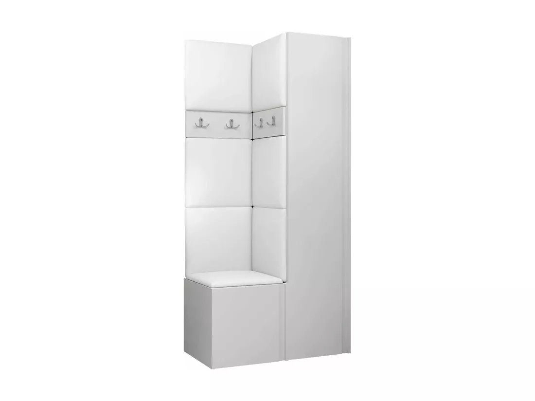 Meuble d'entrée Hartford 348, 186x82x44cm, Blanc, Faux cuir|Stratifié