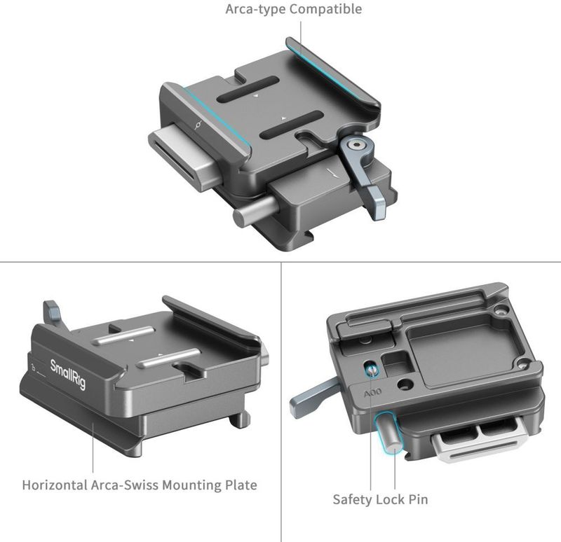 SmallRig - HawkLock H38 - Arca-Swiss Quick Release Plate - Zwart - Aluminium