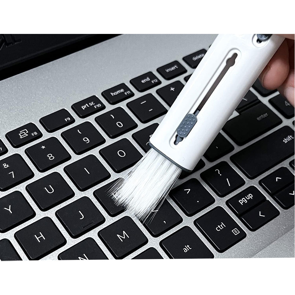 3in1 Ausziehbarer Kopfhörer Reinigungsstift Tastatur Bürste Reinigungs Werkzeug  - Weiss