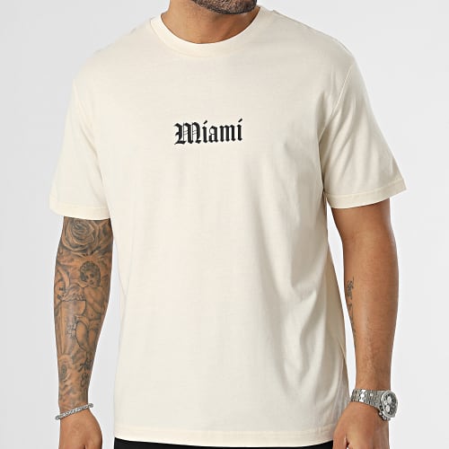 Tee Shirt Oversize Large Miami Basket Ball Beige