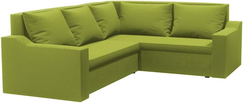 Ecksofa mit Schlaffunktion und Bettkasten Ontario L – Ecksofa in L-Form, 220x180 cm, Komfortables Sofa mit Stauraum, praktisches Sofa für Wohnzimmer & Gäste (Basic, Grün)