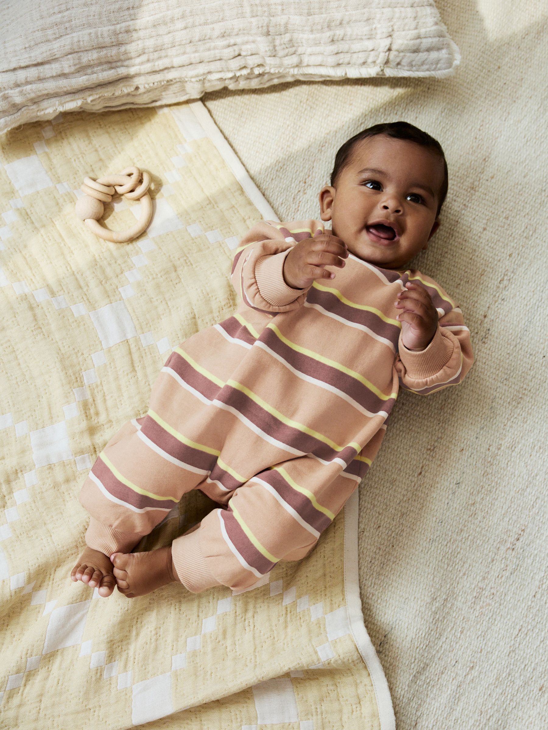 Roestbruin gestreept - Baby joggingromper (0mnd-3jr)