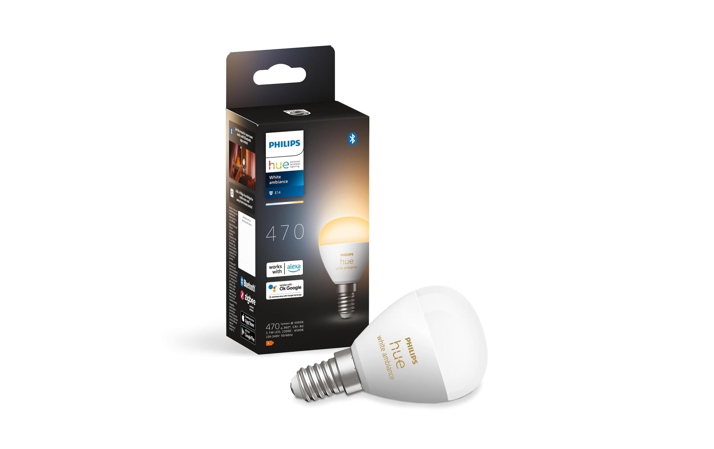 Philips Hue LED-Leuchtmittel »White Ambilight« E14
