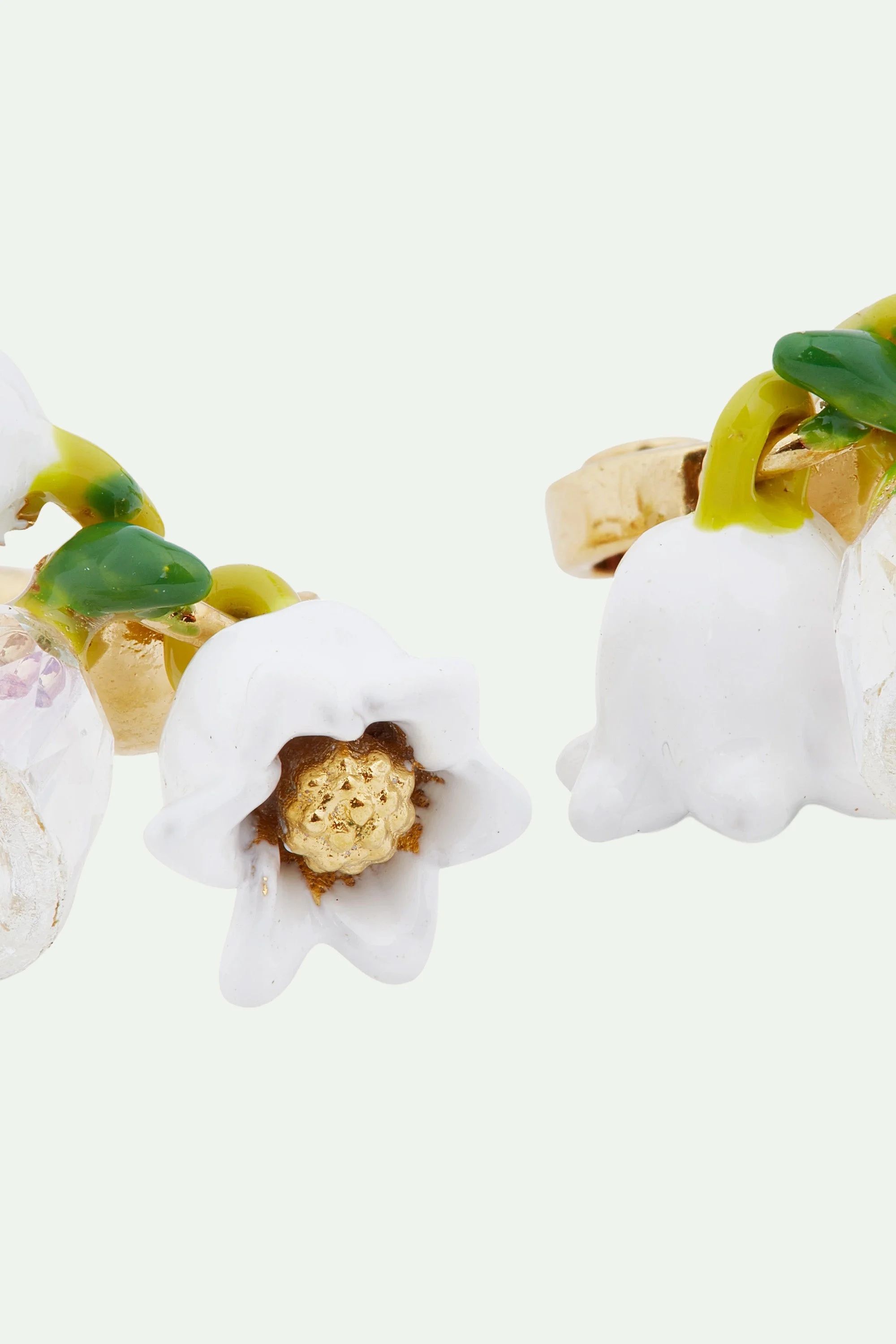Boucles d'oreilles dormeuses brins de muguet | Blanc
