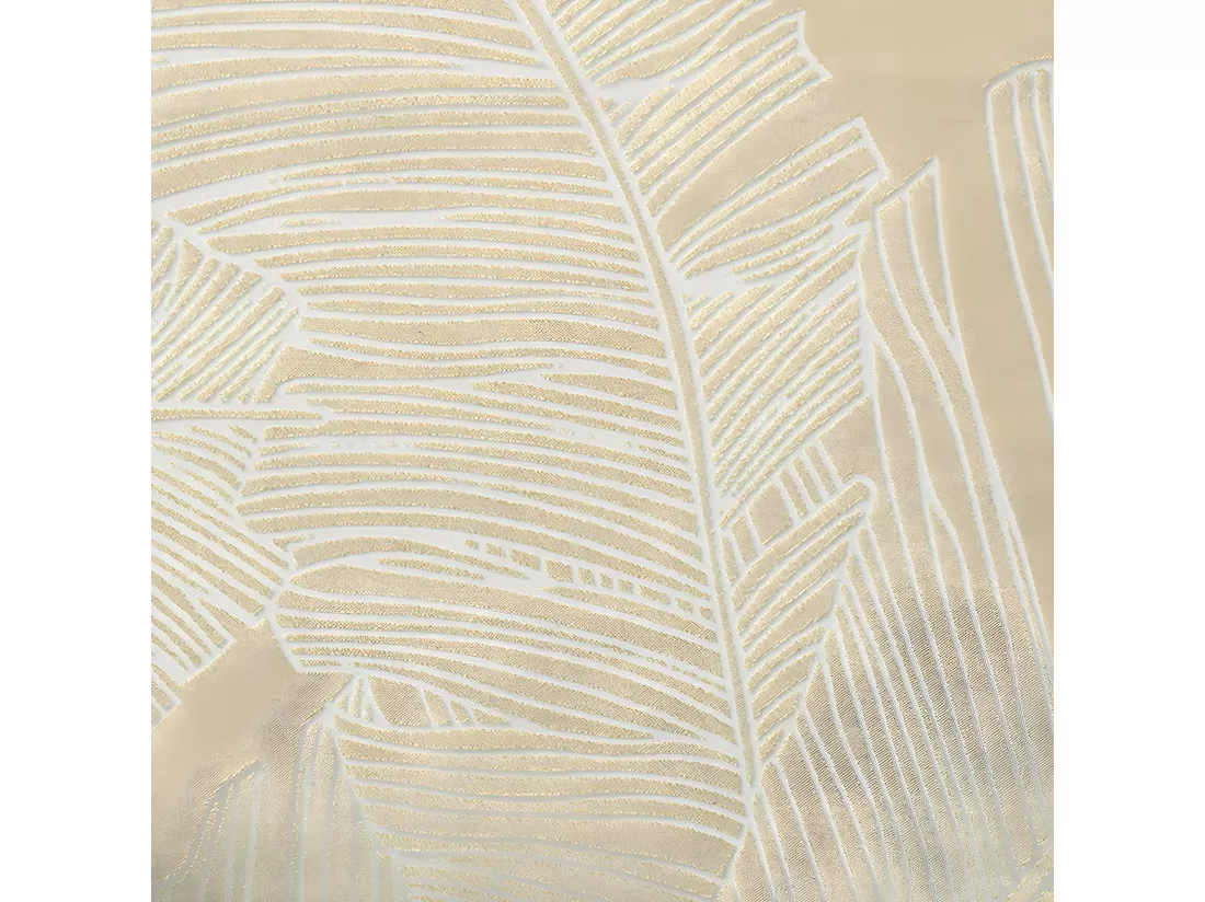 Voilage à œillets Beige Lin motif Feuille 140 x 240 cm