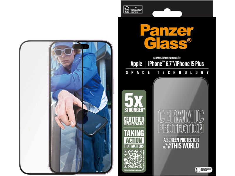 Panzerglass Displayschutz Ultra Wide Fit Ceramic iPhone 15 Ceramic-Display-Schutzfolie für das Apple iPhone 15 Plus/iPhone 16 Plus