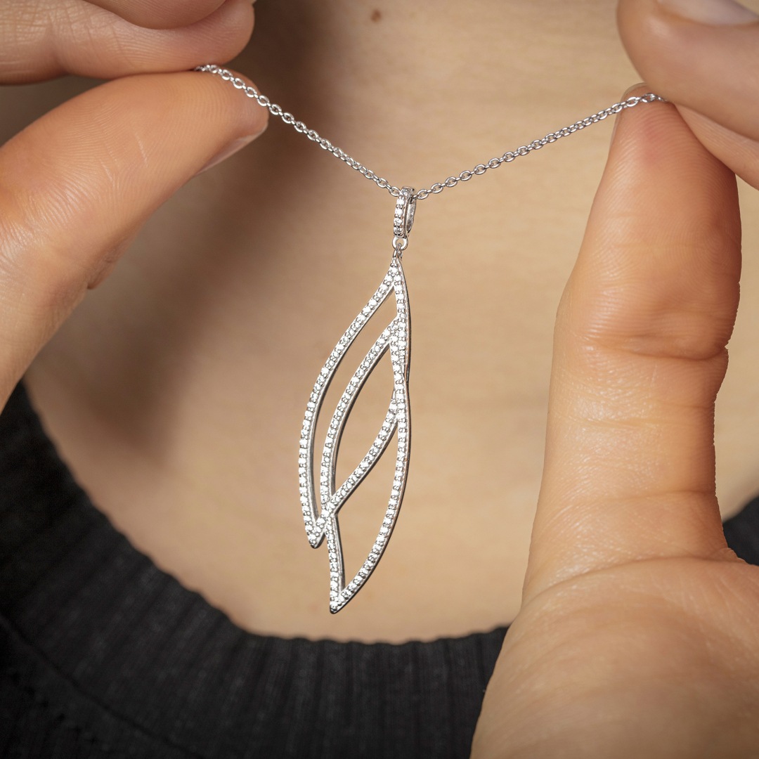 Collier 925 Silber rhodiniert Fantasie mit Zirkonia 43cm