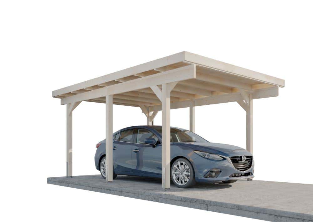 Alpholz Malmö enkele carport, houten carport in zwart, overkapping, luifel