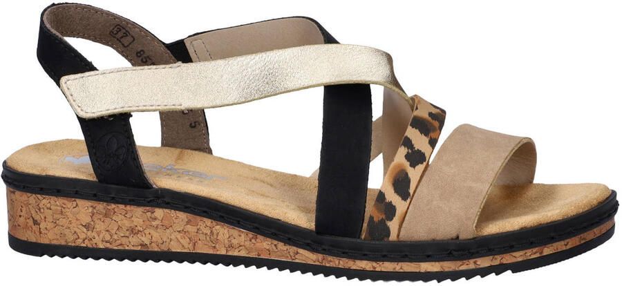 Rieker sandalen zwart goud panter